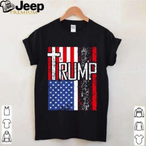 Trump Retro Distressed USA Flag Christian Cross Patriotic shirt