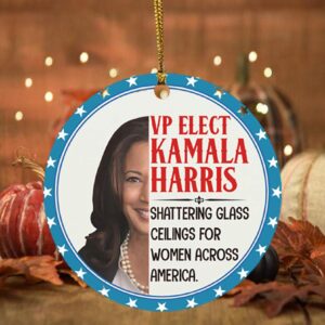 VP Elect Kamala Harris Shattering The Glass Ceilings For Women Across America Circle Christmas Ornament