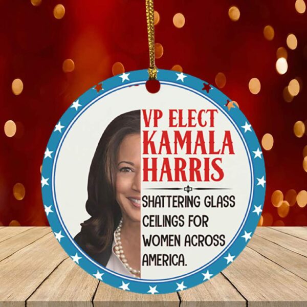 VP Elect Kamala Harris Shattering The Glass Ceilings For Women Across America Circle Christmas Ornament