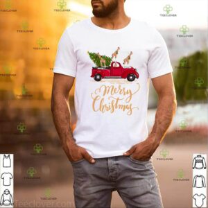 Funny Giraffe Driving Christmas Tree Truck Giraffe Christmas T-Shirt