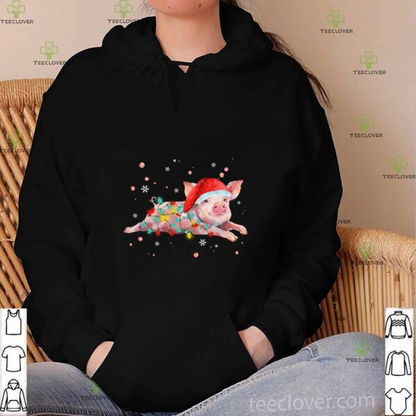 Funny Santa Pig Christmas Light Gift Cute Pig Lover Xmas Tee T-Shirt