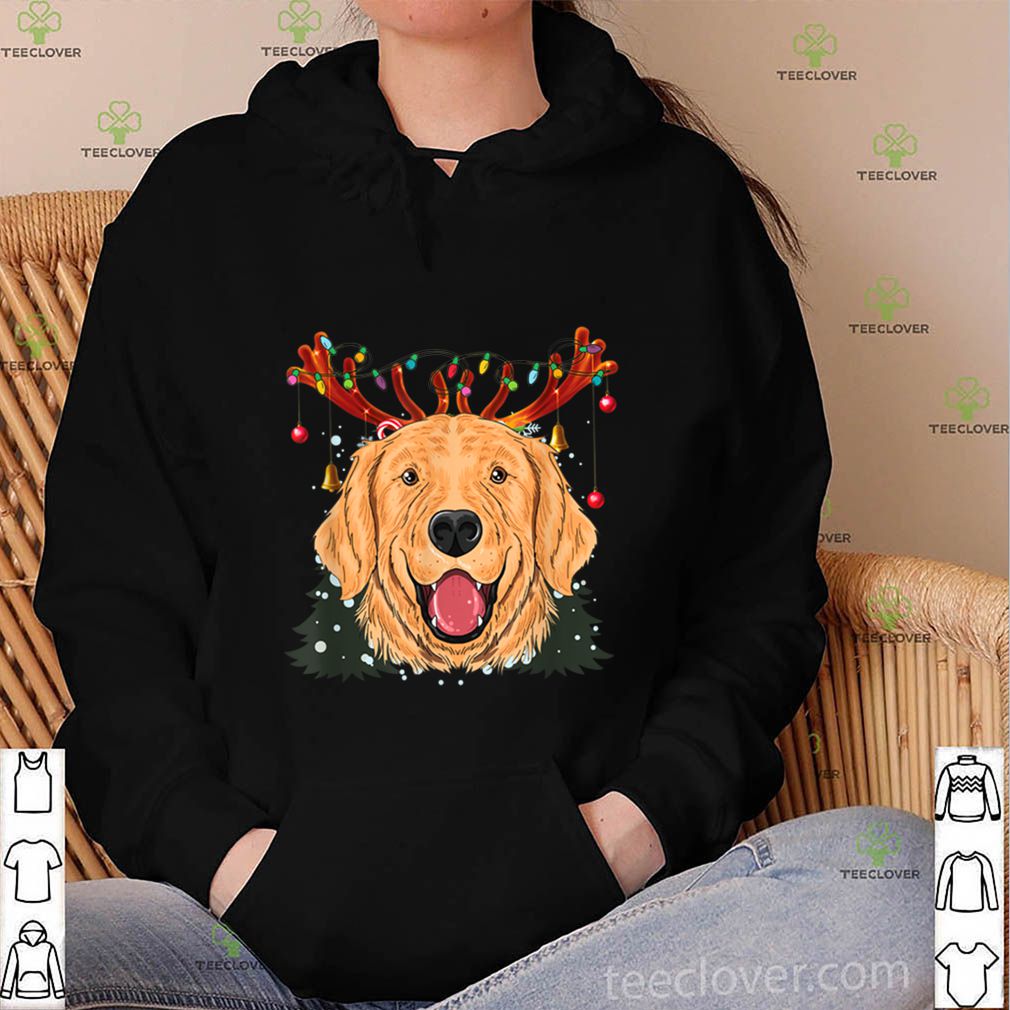 Golden Retriever Dog Reindeer Christmas Lights T-Shirt 4 Golden Retriever Dog Reindeer Christmas Lights T-Shirt