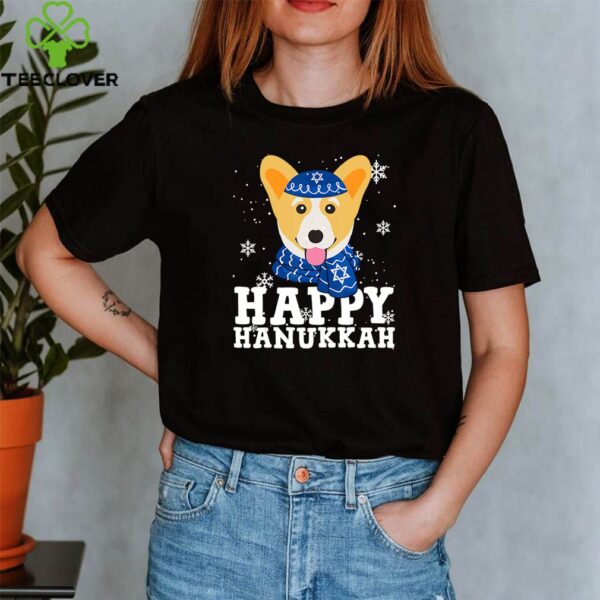 Happy Hanukkah Corgi Dog Funny Holiday Ugly Sweater T-Shirt