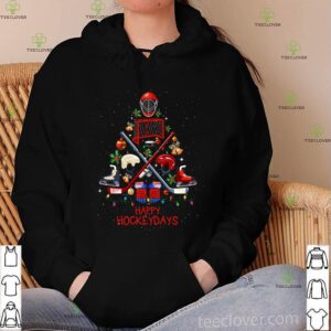 Happy Hockeydays Ice Hockey Christmas Tree Cute Funny Tee Xmas Sports T-Shirt