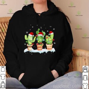 How Cactus Celebrate Christmas Lights Decoration Santa Hat T-Shirt