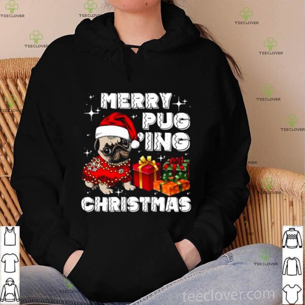 Merry Pugging Christmas With Santa Hat Pug Dog Pugmas Pajama hoodie, sweater, longsleeve, shirt v-neck, t-shirt