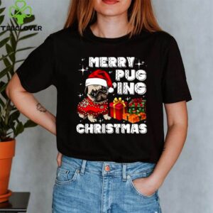 Merry Pugging Christmas With Santa Hat Pug Dog Pugmas Pajama shirt