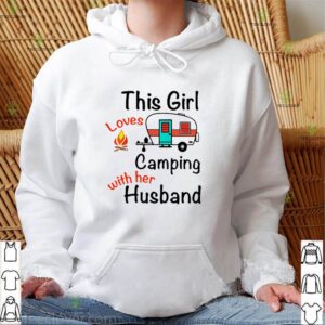 This girl loves camping with her husbands shirt