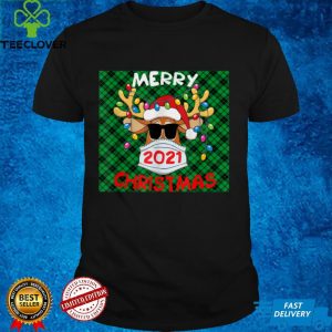 2021 Christmas Cute Reindeer Face Mask Sunglasses Pajamas T Shirt
