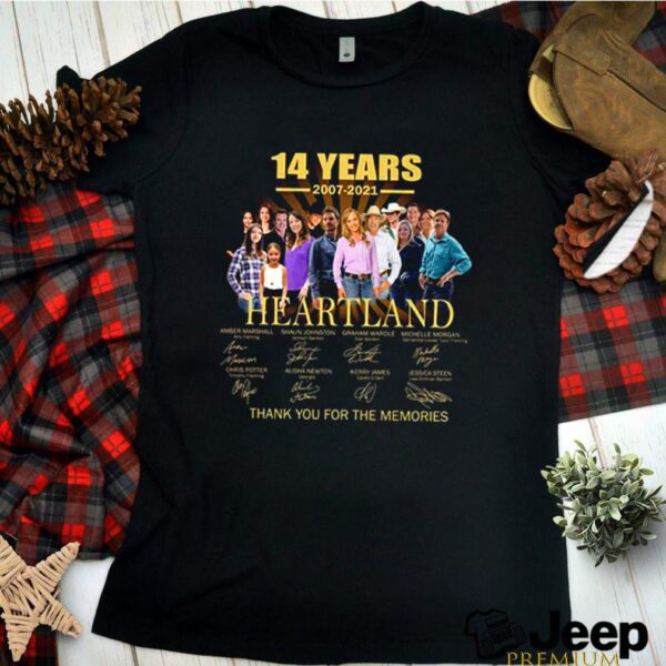 14 Years of 2007 2021 Heartland thank you for the memories signatures hoodie, sweater, longsleeve, shirt v-neck, t-shirt