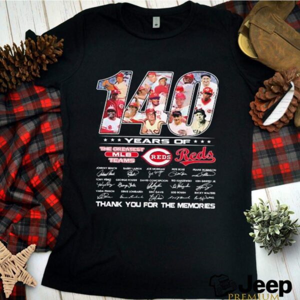 140 years of Cincinnati Reds the greatest Mlb teams thank you for the memories signatures hoodie, sweater, longsleeve, shirt v-neck, t-shirt