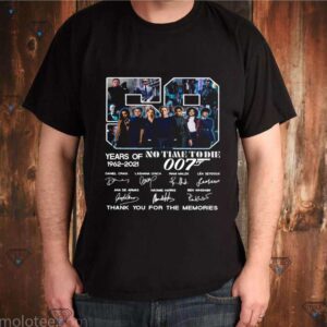 59 Years Of No Time To Die 007 1962 2021 Thank You For The Memories Signatures shirt