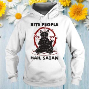 Black Cat Bite People Hail Satan Tshirts