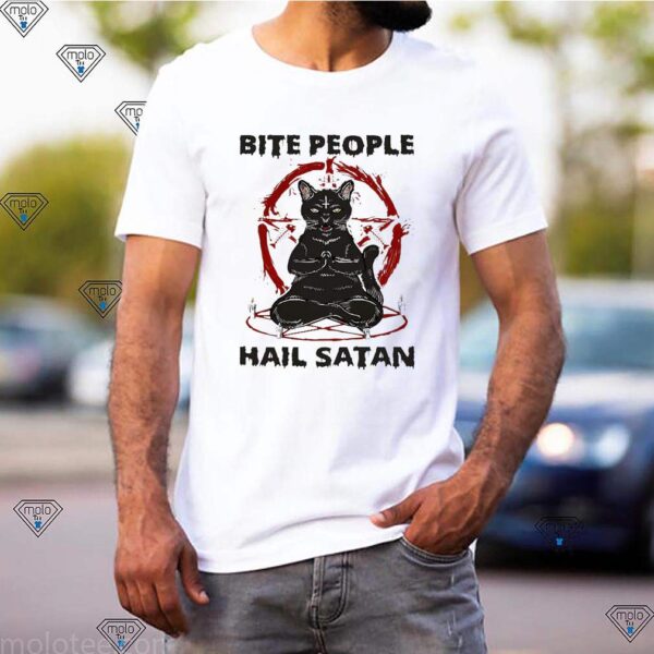 Black Cat Bite People Hail Satan Thoodie, sweater, longsleeve, shirt v-neck, t-shirts