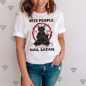 Black Cat Bite People Hail Satan Tshirts