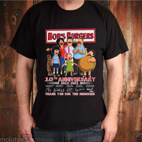 Bob’s Burgers 10th Anniversary 2011 2021 Thank You For The Memories Signatures Shirt