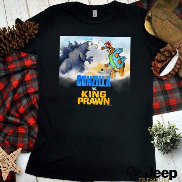 Cartoon Gonzilla vs King prawn hoodie, sweater, longsleeve, shirt v-neck, t-shirt