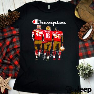 Champion Lott Montana Rice signature 49ers football team shirt