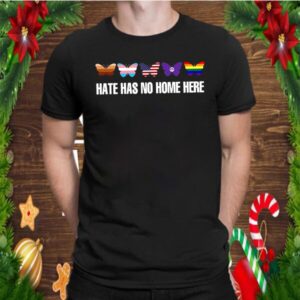 Colors American Flag Butterfly Hate Has No Home Here shirt