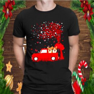 Corgi Valentines Day Red Truck Hearts shirt