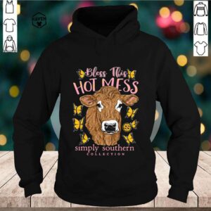 Cow and butterfly bless this hot mess simply southern collection hoodie, sweater, longsleeve, shirt v-neck, t-shirt