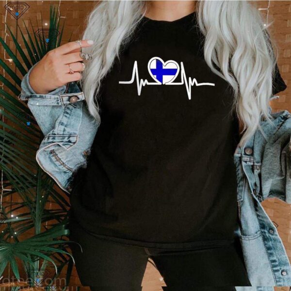 Finnish Flag Heartbeat Line Shirts