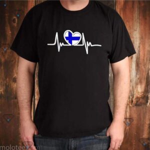 Finnish Flag Heartbeat Line Shirts