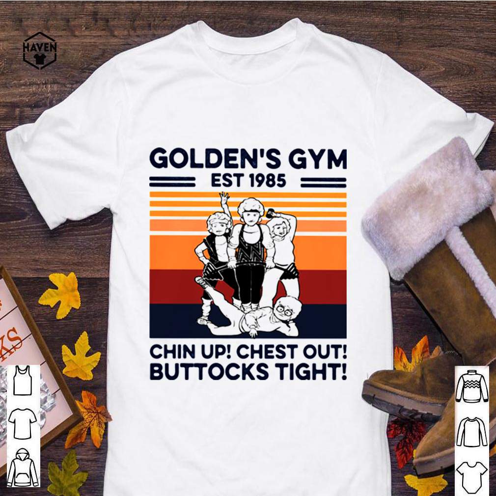 Golden’s Gym Chin Up Chest Out Buttocks Tight Est 1985 Gym Vintage shirt 4 Goldens Gym Chin Up Chest Out Buttocks Tight Est 1985 Gym Vintage shirt 3 Shirt, hoodie, sweater, long sleeve and tank top