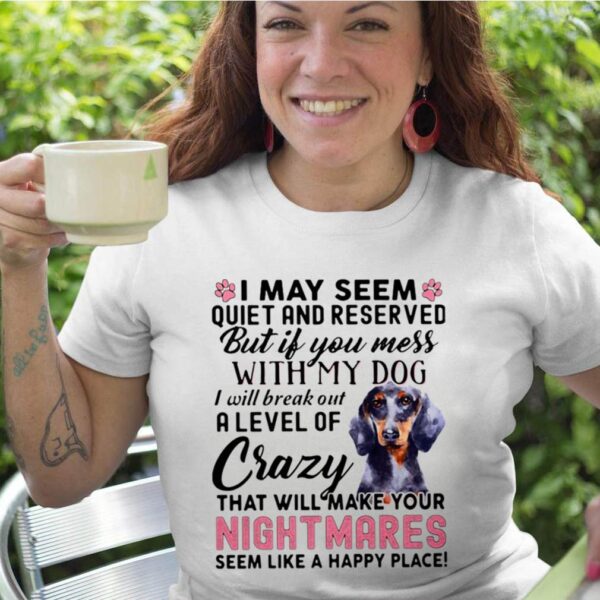 I May Seem Quiet And Reserved But If You Mes With My Dog I Will Break Out A Level Of Crazy THat Will Make Your Night Makes Seem Like A Happy Place shirt
