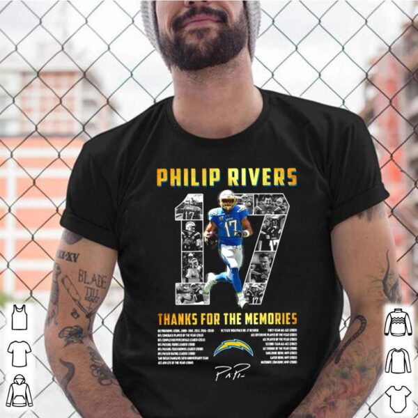 Los Angeles Chargers 17 Philip Rivers Thanks For The Memories 2021 Signature hoodie, sweater, longsleeve, shirt v-neck, t-shirt