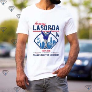 Los Angeles Dodgers Tommy Lasorda 1927-2021 thank you for the memories signature t-shirt