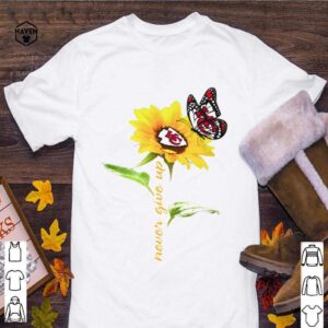 Sunflower And Butterfly Kansas City Chiefs Football Never Give Up shirt