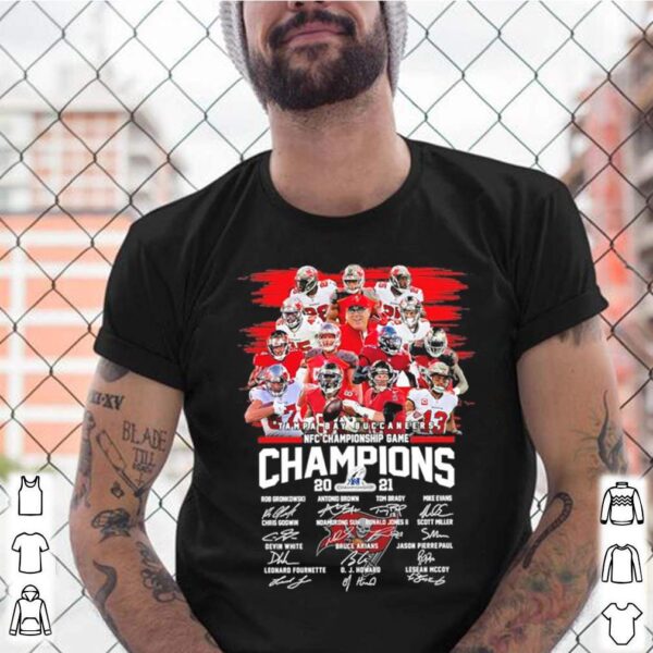 Tampa Bay Buccaneers 2021 NFC championship Champions signatures hoodie, sweater, longsleeve, shirt v-neck, t-shirt