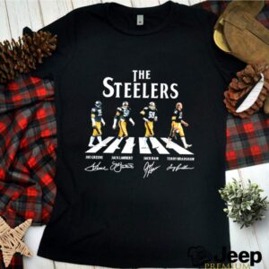 The Steelers Joe Greene Jack Lambert Jack Ham And Terry Bradshaw Abbey Road 2021 Signatures shirt