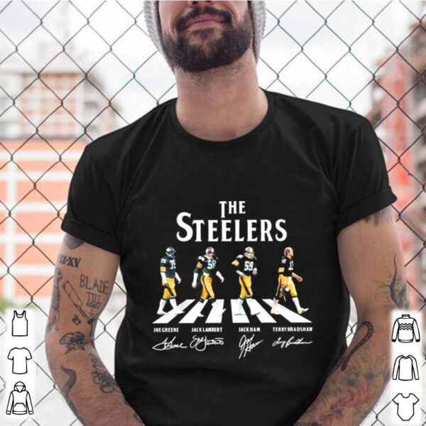 The Steelers Joe Greene Jack Lambert Jack Ham And Terry Bradshaw Abbey Road 2021 Signatures hoodie, sweater, longsleeve, shirt v-neck, t-shirt