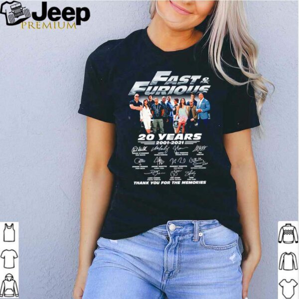 Fast and Furious 20 years 2001 2021 thank you for the memories signatures shirt