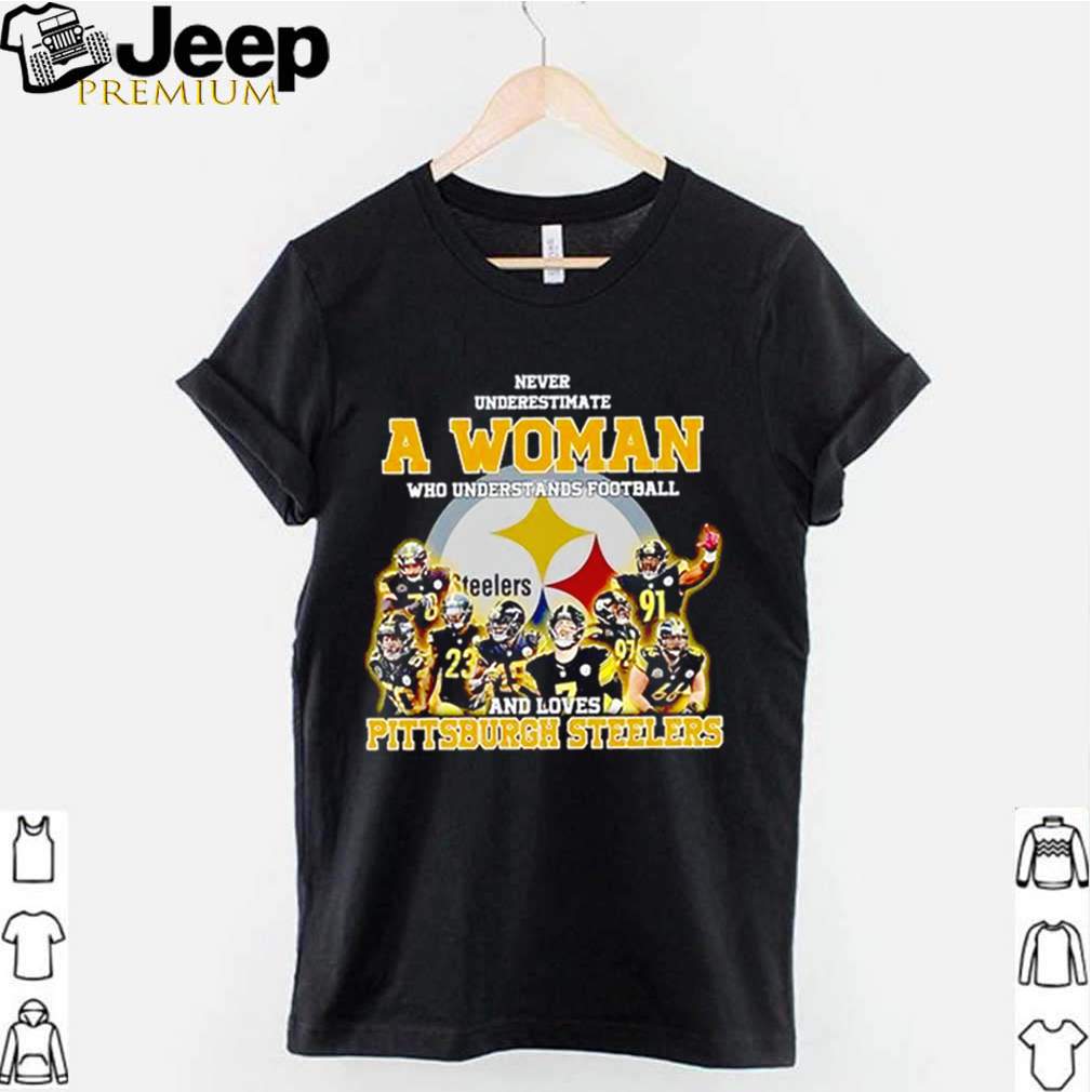 Never underestimate a woman who understands football and loves Pittsburgh Steelers shirt 2
