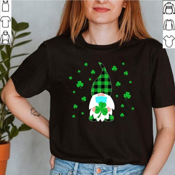 St Paddys Day 2021 Gnome in a mask Buffalo Plaid T Shirt 3