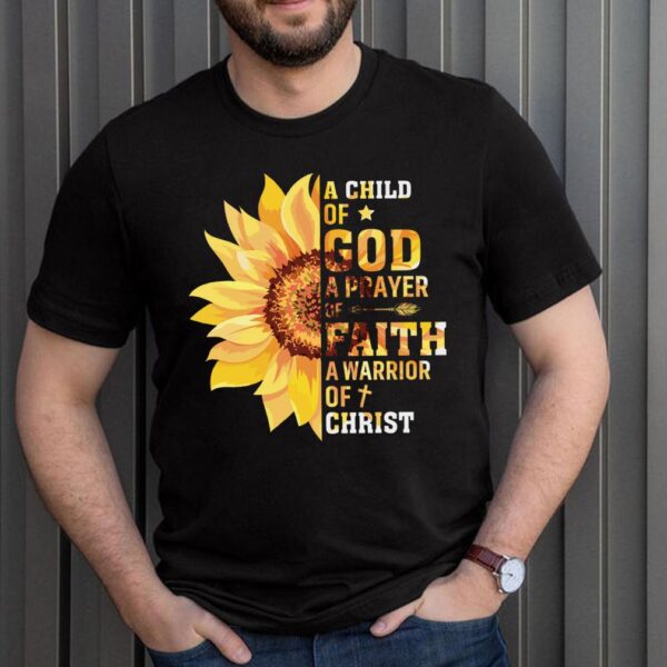 Cool Faith God Christ Warrior Birthday Shirt Hippie Sunflower Religion Prayer T-Shirt