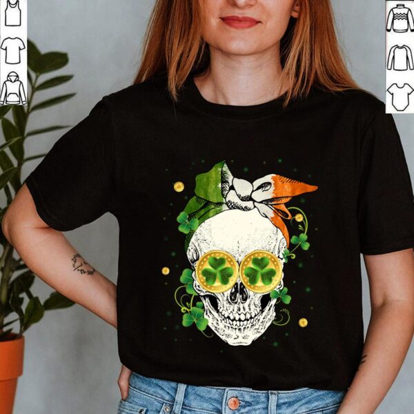 Cool Irish Bandana Skull Lady St Patricks Day Shirt Shamrock Hippie Girl Season T-Shirt