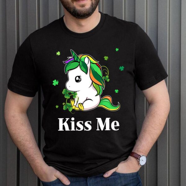 Funny Kiss Me Irish St Patricks Day Shirt Unicorn Lovers Clover Lucky Shamrock T Shirt 2