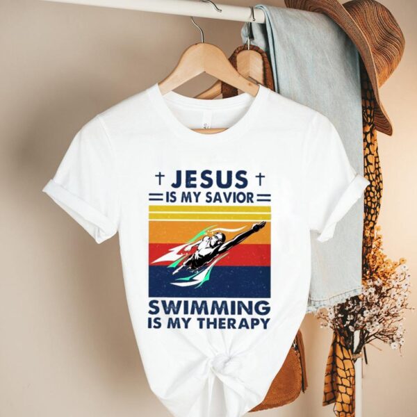 Jesus Is My Savior Swimming Is My Therapy Vintage hoodie, sweater, longsleeve, shirt v-neck, t-shirt