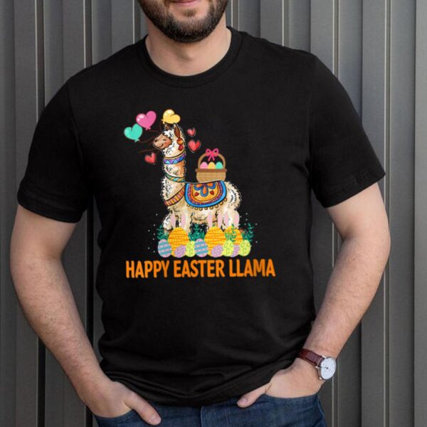 Llama Bunny Rabbit Eggs Hunting Colorful Egg Happy Easter Shirt