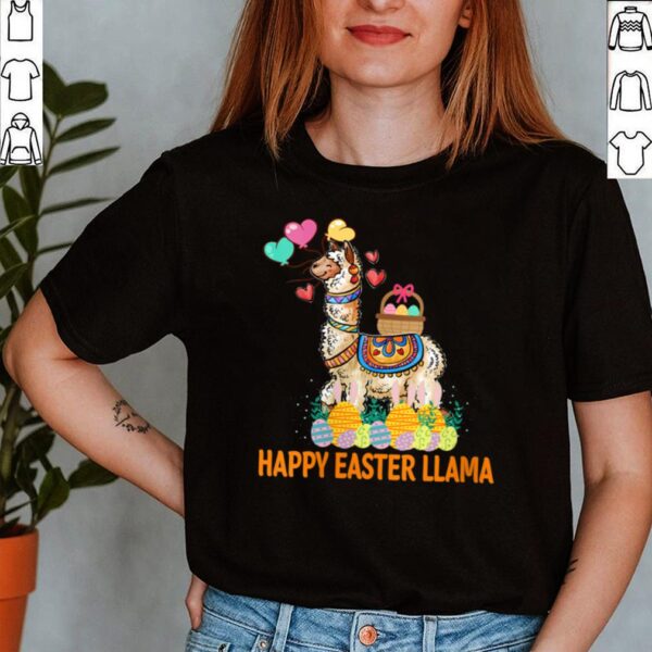 Llama Bunny Rabbit Eggs Hunting Colorful Egg Happy Easter Shirt