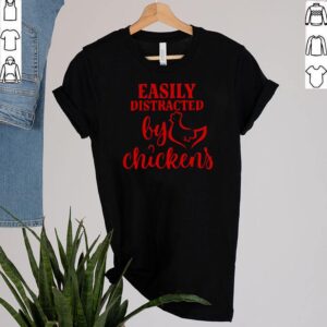 Red easily distracted by Chickens shirt