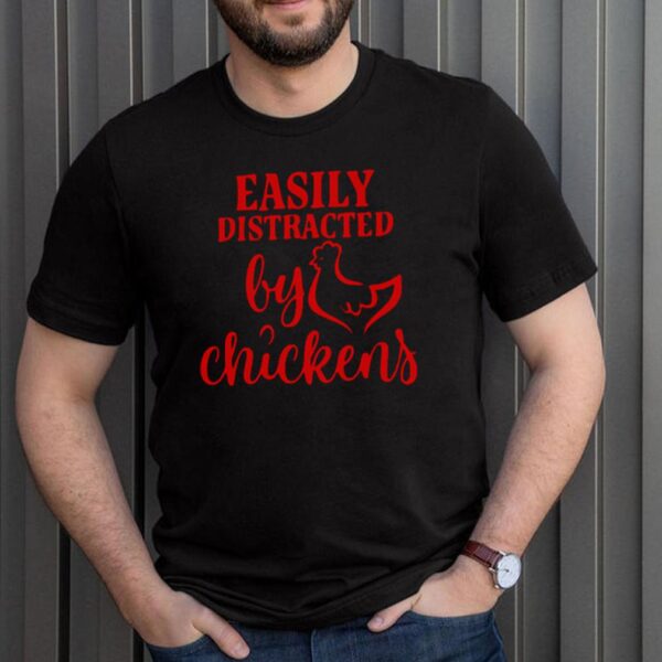 Red easily distracted by Chickens hoodie, sweater, longsleeve, shirt v-neck, t-shirt