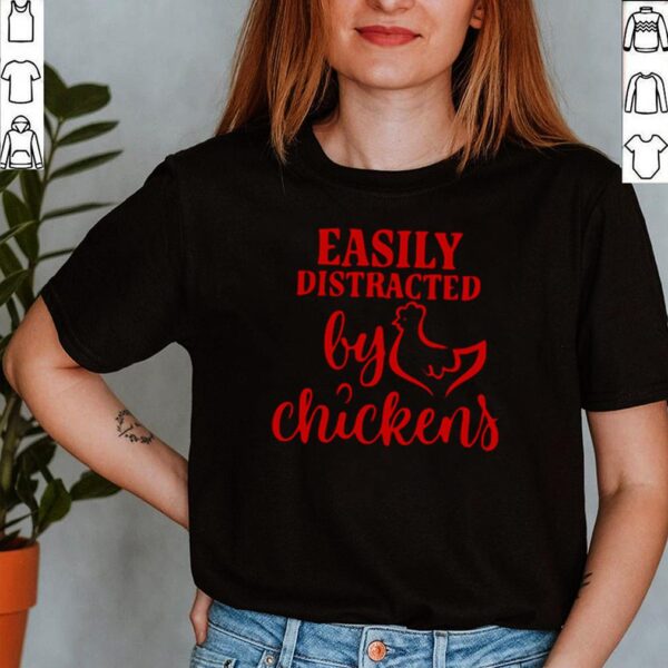 Red easily distracted by Chickens hoodie, sweater, longsleeve, shirt v-neck, t-shirt