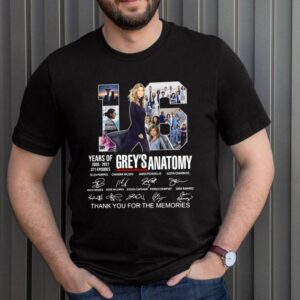 Greys Anatomy 16 Years Of 2005 2021 371 Episodes Thank You For The Memories Signatures shirt