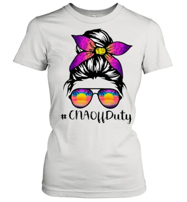 Beach Summer Sunglasses Messy Bun Mom CNA Off Duty shirt
