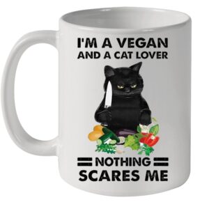 Black Cat Im A Vegan And A Cat Lover Nothing Scares Me hoodie, sweater, longsleeve, shirt v-neck, t-shirt